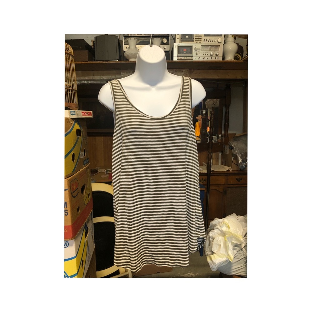 Green and White Striped Tanktop